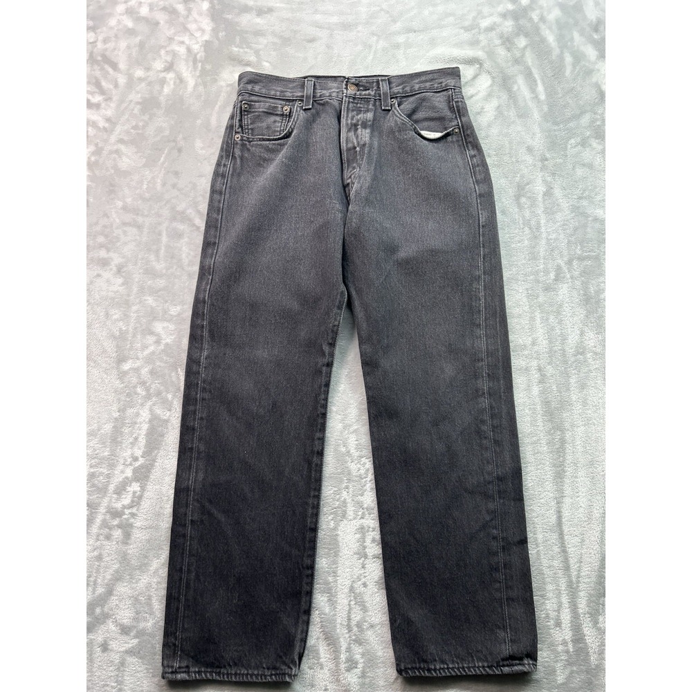 Levis 501 Mens Sz 27x27 Tag Sz 30x30 Black Jeans Straight Leg Button Fly Guys